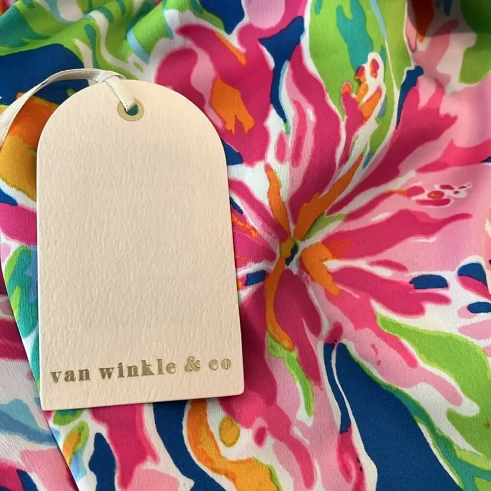 VAN WINKLE & CO. Tropical Floral Woven Satin V-Neck Sleeveless Maxi Chemise 3X